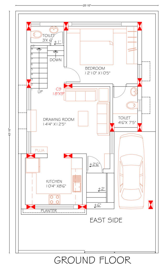 1250 Sq Ft 2 Bhk Floor Plan Image Sv