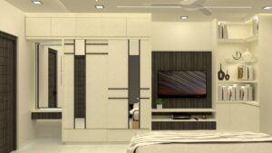 Master Room Wardrobe TV Unit Design