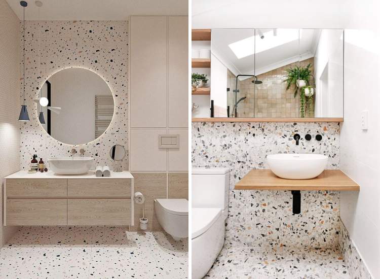 5. A contemporary bathroom featuring authentic terrazzo tiles giving a high end look to the bathroom