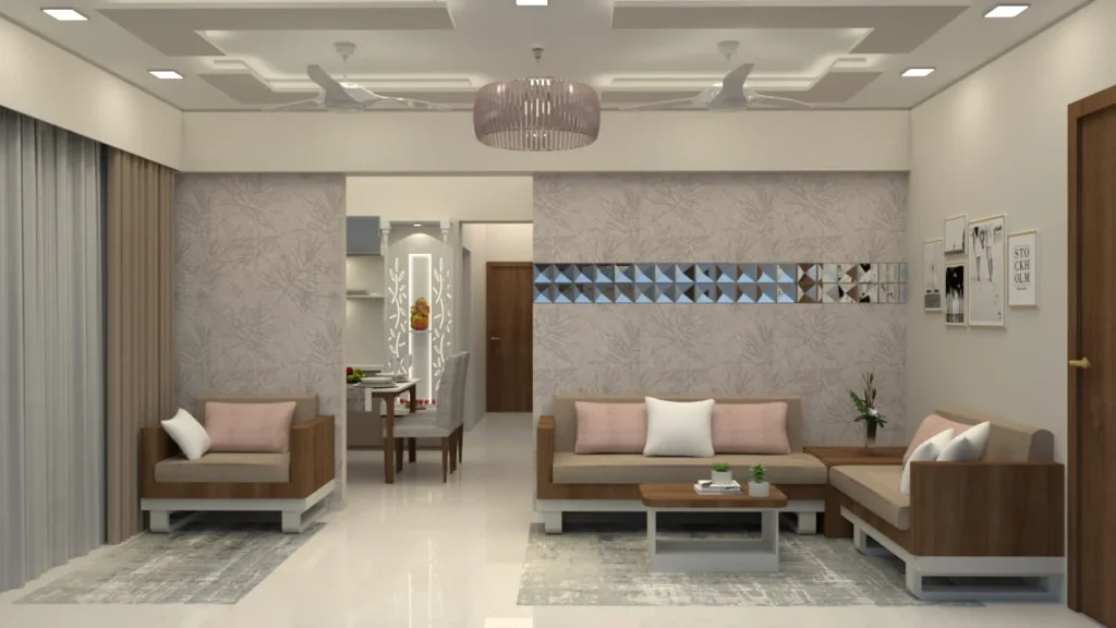 Living Room with Dining Area Interior Design