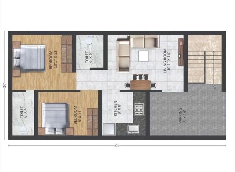 1. Ideal 2BHK Plan 1. Ideal 2BHK Plan