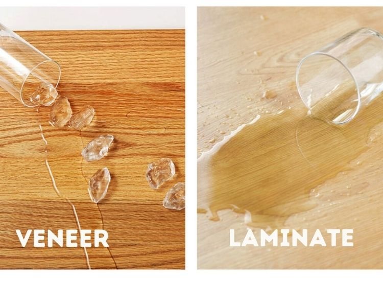 Water resistance comparison between veneer and laminate, detailing their performance in moisture-prone environments and suitability for various uses.