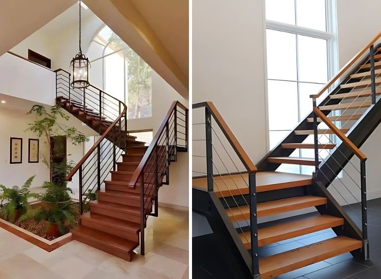 Stylish L-shaped quarter turn staircase, showcasing sleek design and functional elegance, enhancing the home's interior layout.