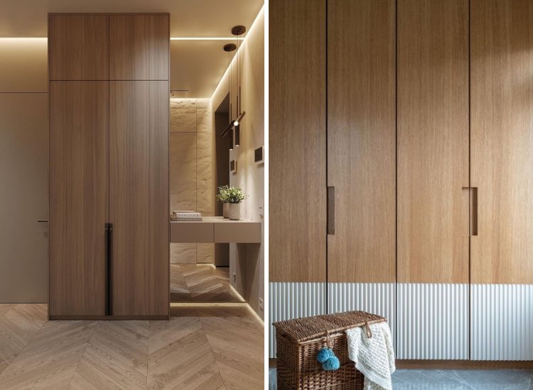 12. Wood Veneer Wardrobe Design