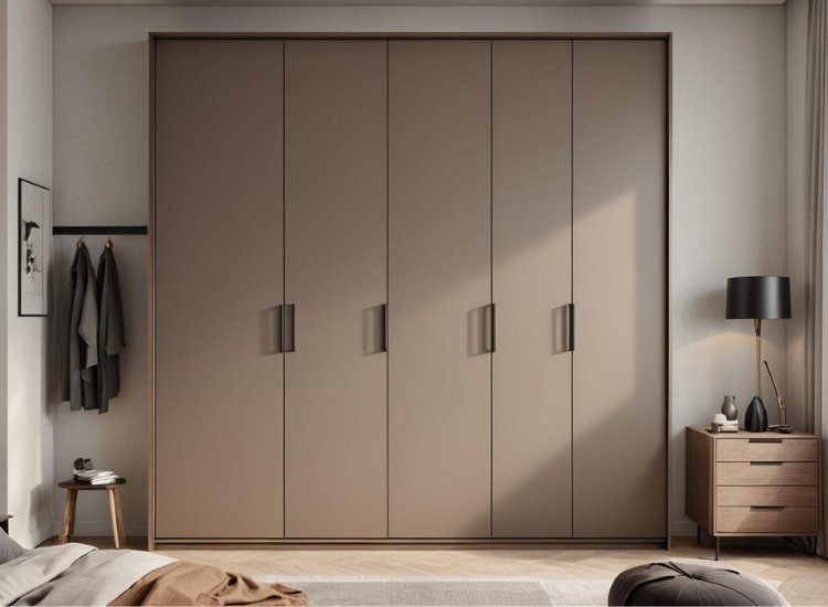 Full-height hinged door wardrobe, providing ample storage space with a classic design that enhances any bedroom's style and functionality.