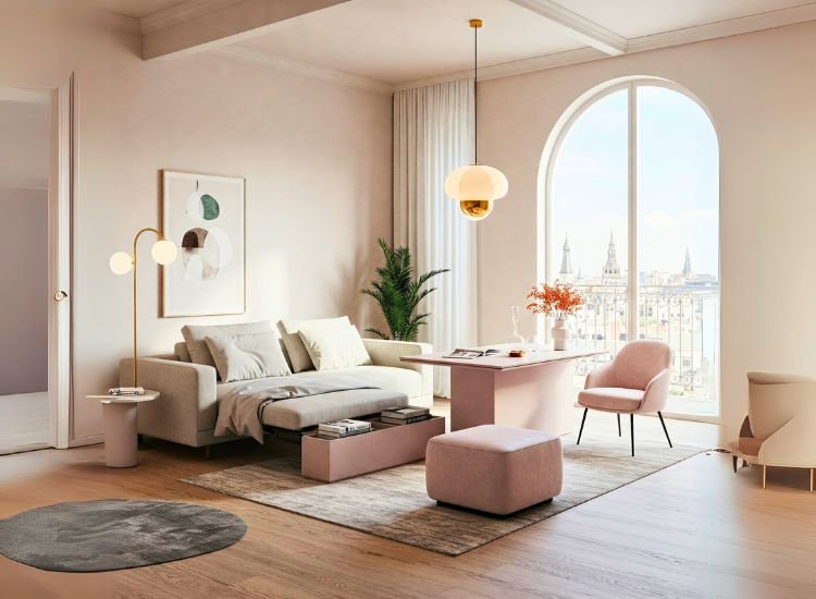 22. Multifunctional Furniture Penthouse design with space optimization tips, featuring multi-functional furniture, clever storage solutions, and efficient layouts to maximize living space in both large and small units.