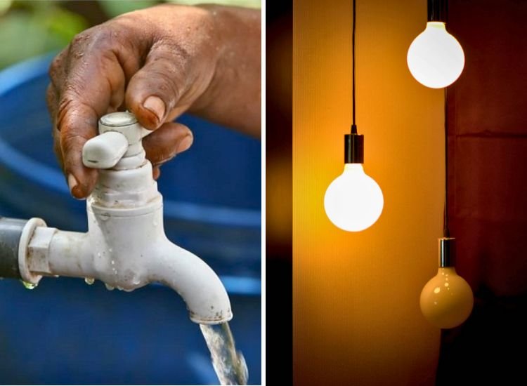 A water tap and electric bulbs, illustrating the essential utility services needed for a well-functioning home, including water supply and lighting.