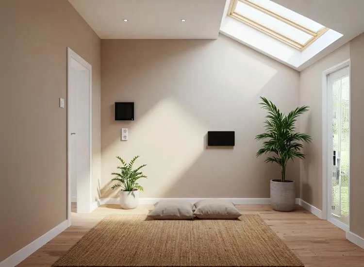 26. Rise of Eco Conscious Clients Modern bungalow interior reflecting the growing demand for sustainable design, with eco-friendly materials and energy-efficient features.