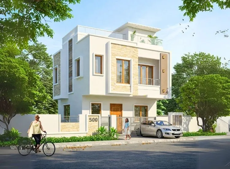 3. What Is South Facing House "Illustration of a south facing house with clear front elevation, showcasing layout, vastu elements, and directional placement"