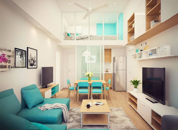 37. Space Optimization Small Penthouse Small penthouses design focusing on space optimization, with multifunctional furniture, built-in storage, and efficient layouts that maximize every inch of living space.