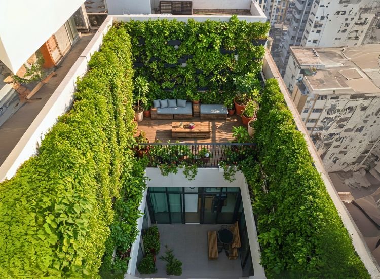 38. For Nature Lovers Penthouse design for nature lovers, featuring indoor plants, natural wood finishes, large windows for scenic views, and eco-friendly materials that bring the outdoors inside.