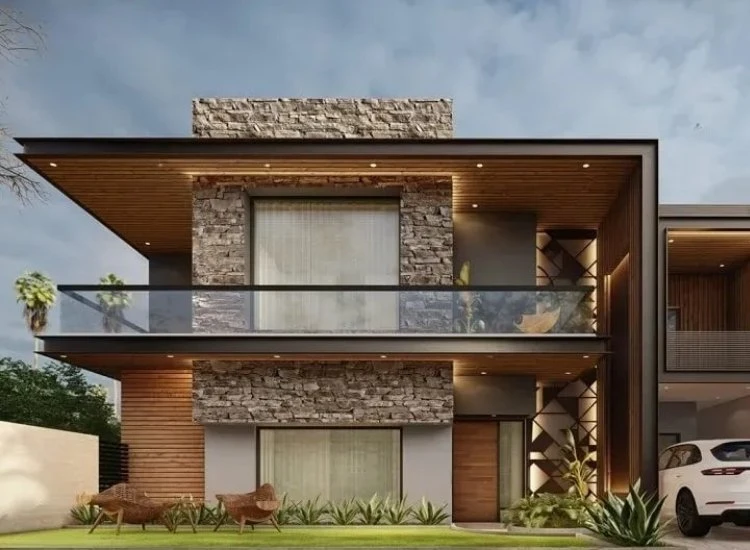 4. Stone finish for house front design 4. Stone finish for house front design