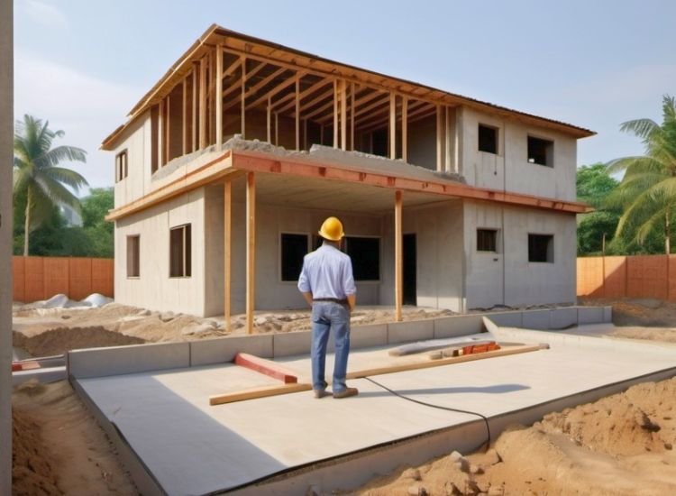 An inspection officer evaluating the structural engineering of a home to ensure it meets standards and is ready for future testing and inspections.