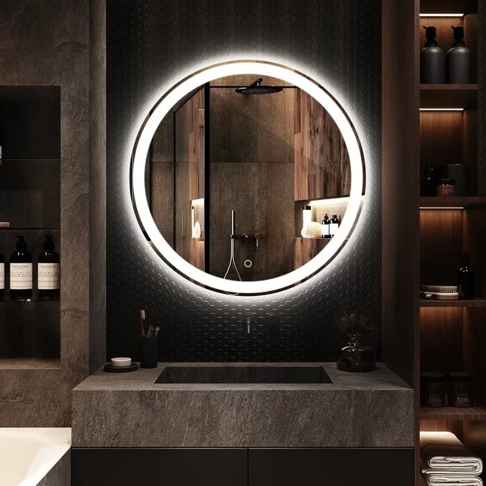 BUNGALOW MERCER LED Glass Mirror – Wall-Mounted, Anti-Fog, Dimmable Vanity Mirror for Bathroom & Makeup.