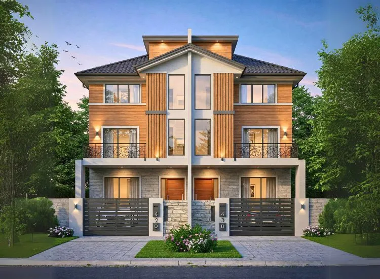 6. Duplex Elevation Upgrade your duplex with a stylish and functional elevation! Discover two-floor designs that blend aesthetics with smart architecture.