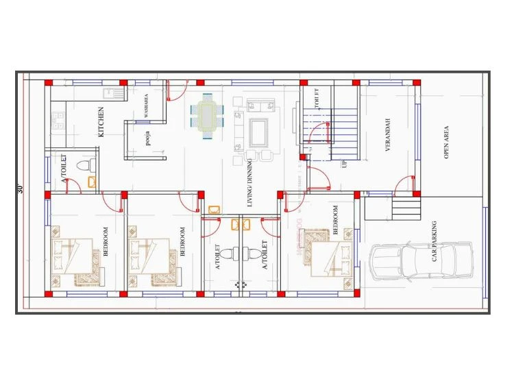 7. Large 3BHK House Plan 7. Large 3BHK House Plan