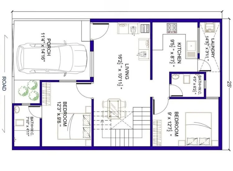 8. Ideal Layout 4 Find the perfect 750 sq ft house plan, from house planning 2-bedroom to 3BHK layouts, designed for maximum space and modern aesthetics.