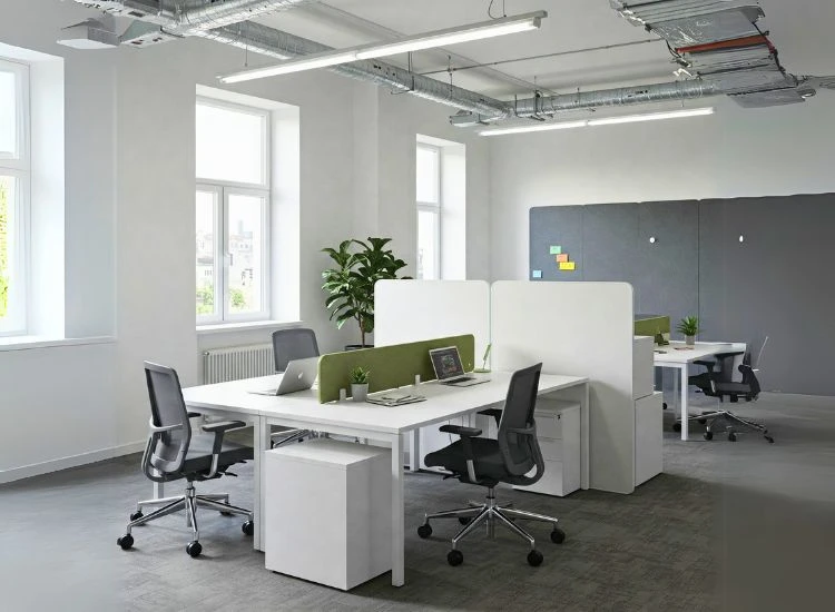 Blending Function and Style for Effective Design A stylish and functional small office interior design blending modern aesthetics with practical layout, showcasing smart interior design in office spaces.