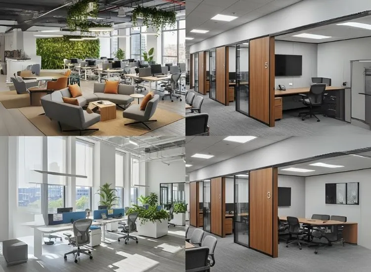 Boomers Small Office Design A modern small office tailored to multi-generational needs, blending flexible office interior design ideas with functional elements of corporate interior design.