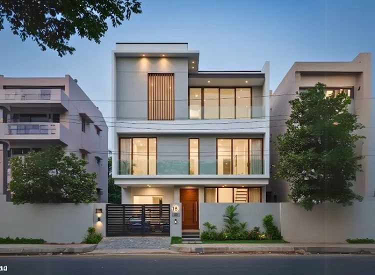 Contemporary Minimalist Elevation Contemporary minimalist home front elevation design with sleek lines and simple double-floor structure for a modern look