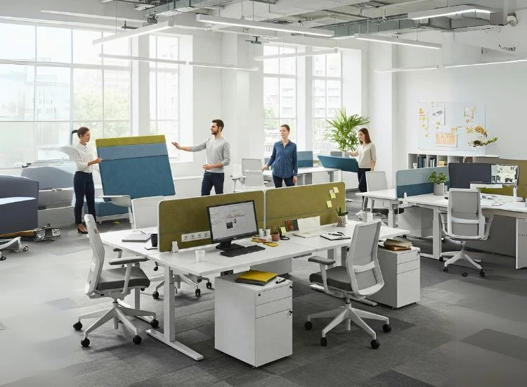 Flexible Furniture That Adapts to Changing Flexible office furniture design adapting to changing teams, providing versatile, functional, and modern interior design in office spaces for enhanced collaboration.