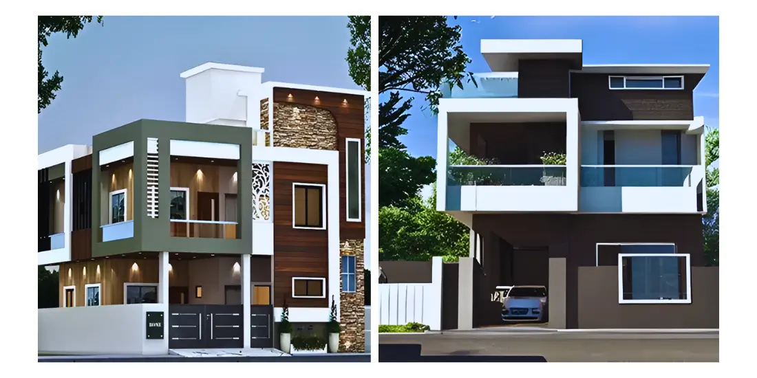 House Front Elevation Designs for Double Floor