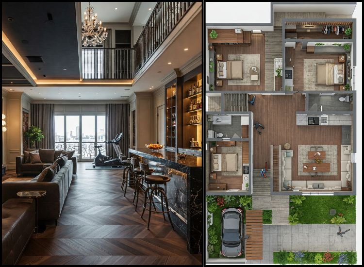 Key Features 3 Small penthouses design embracing a sustainable and minimalist approach with eco-friendly materials, neutral tones, and space-saving furniture.