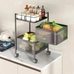 Kitchen Trolley Square Onion Baskets for Storage Layer