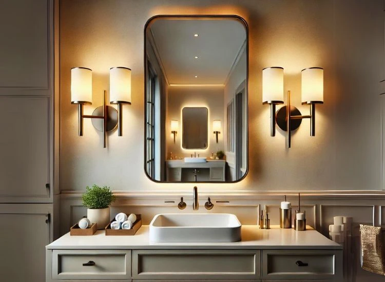 Modern Bathroom with Either Side Wall Sconce Modern Bathroom with Either Side Wall Sconce