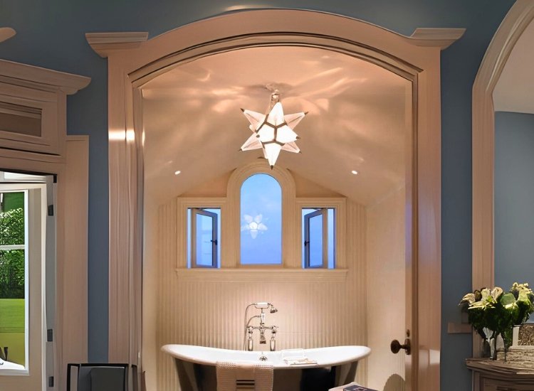 white overhead bathroom light for modern look