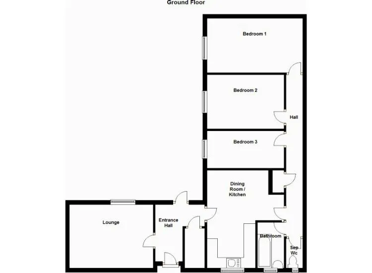 Sample Plan 8 "40x40 ft corner plot single floor L-shaped 3BHK south facing house plan with vastu layout and modern front elevation design"