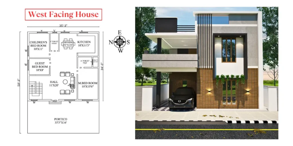 West Facing House Plan