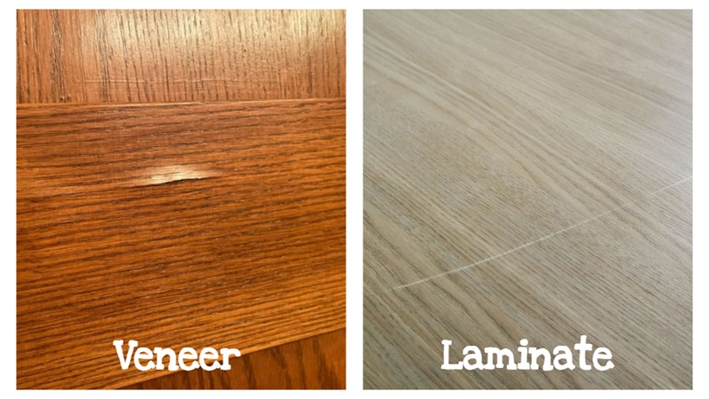 Sharp objects leave scratches on the veneer furniture and rough and tough laminate bear scratches with pride