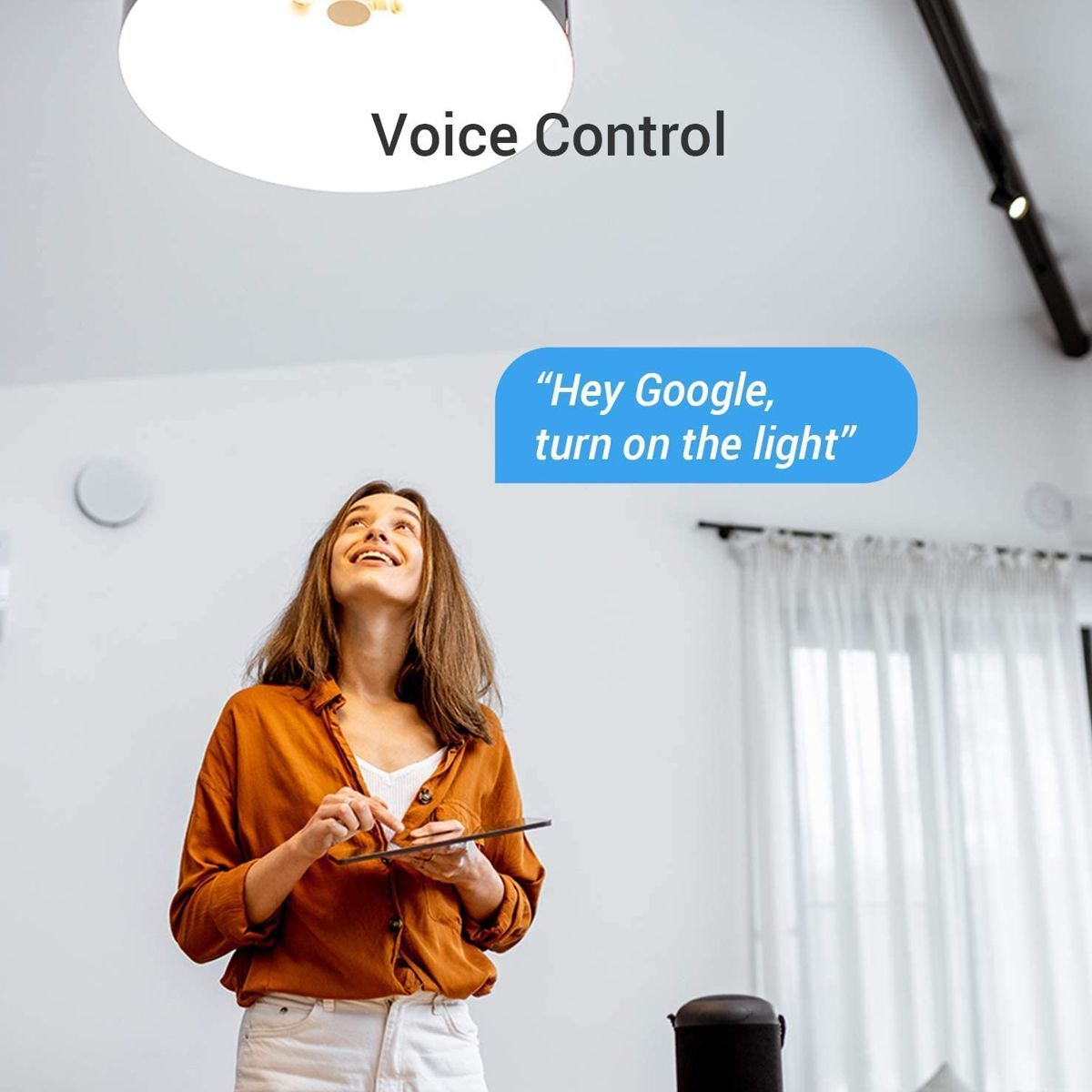 Voice control lights function with a simple voice command transforming the mood of interior lighting