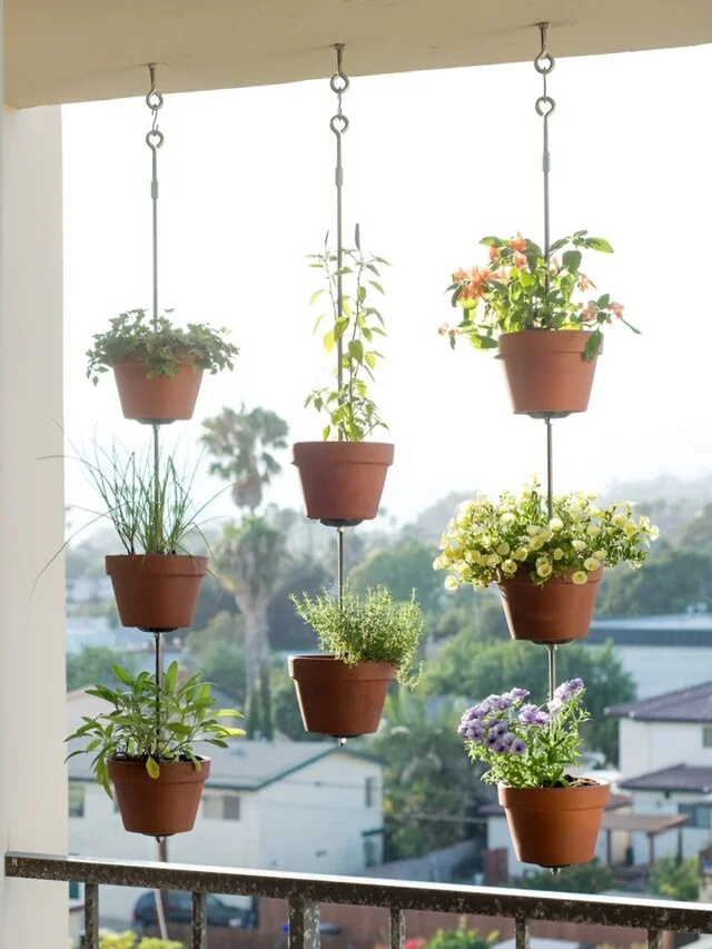 Apartment-Balcony-Ideas-with-Hanging-Planters