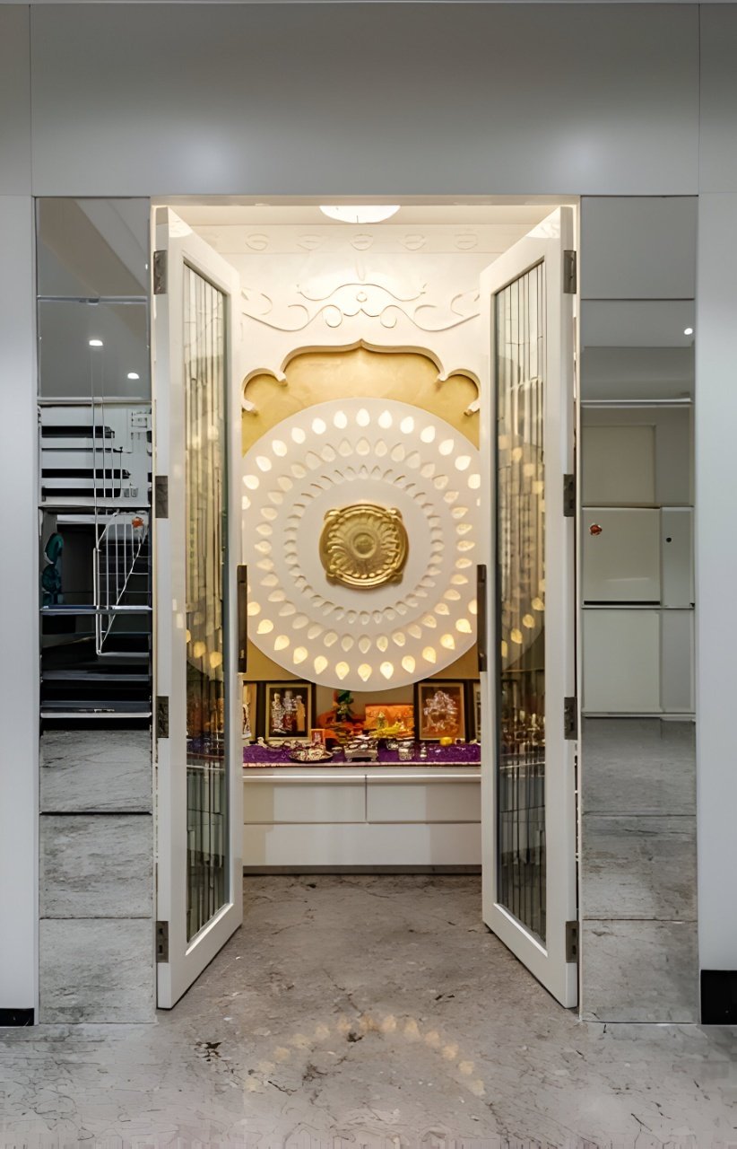 Glass Door Designs Elevate Pooja Room Elegance Alacritys