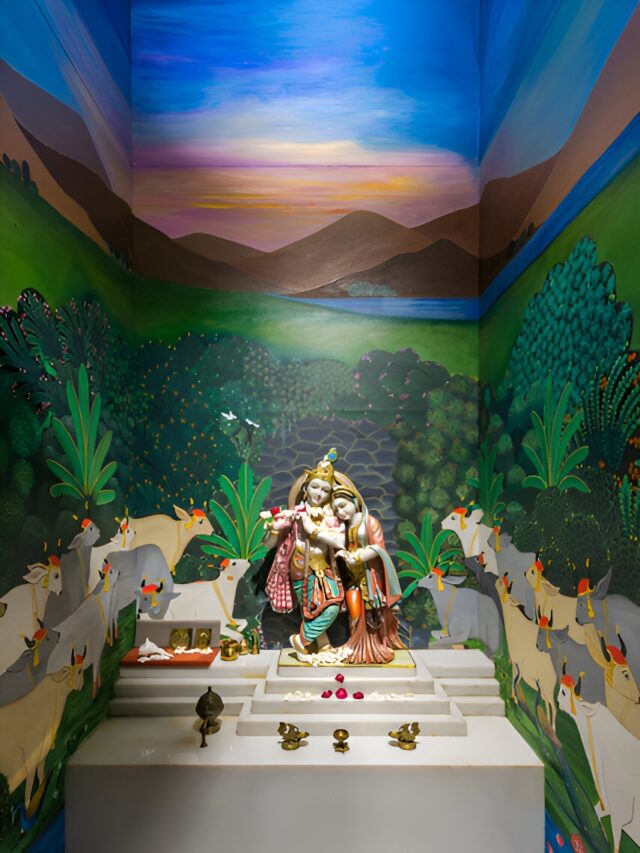 Puja Room Wall Design with Murals