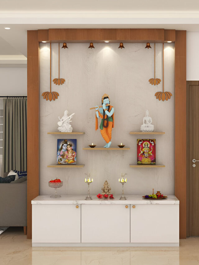 Small Pooja Room Design with Lighting