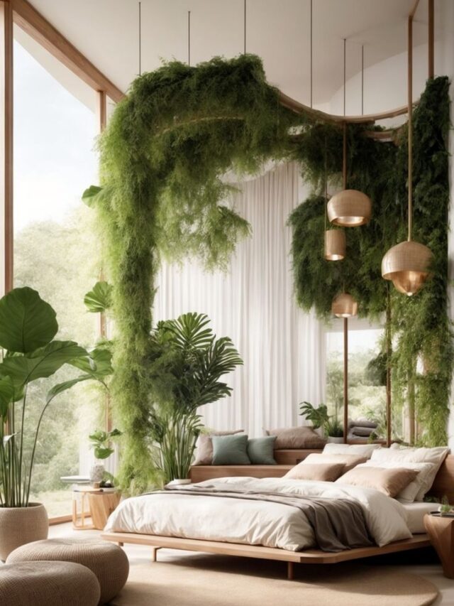 Biophilic Bliss Small Bedroom Ceiling Design