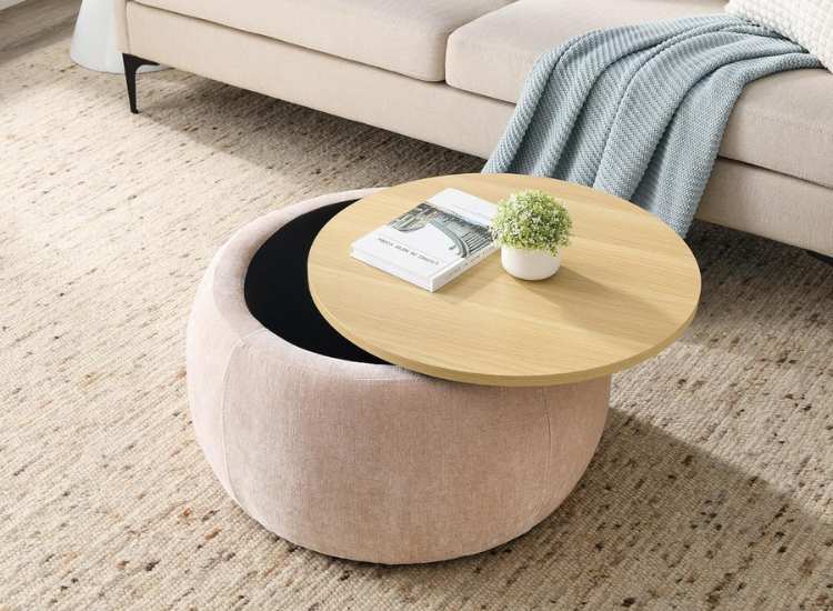 10. Offwhite coloured ottoman table in living room