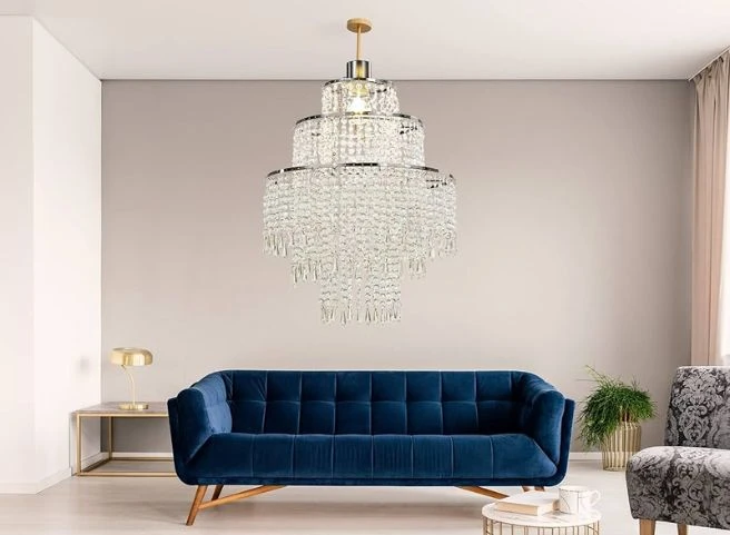 17. Chandeliar Diwali Lighting Photo of Beautiful Chandeliar Foyer Lighting to create a warm and festive ambience