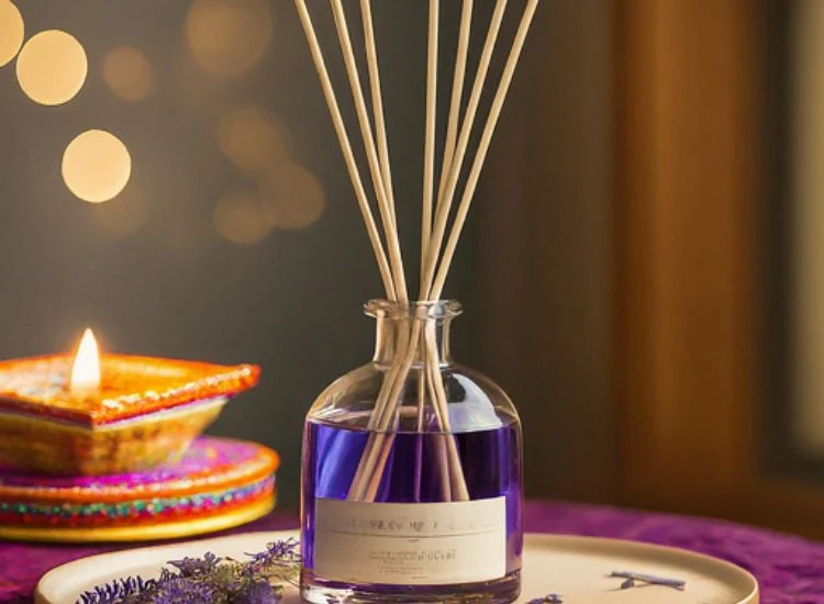 17. Lavender Reed Diffuser Set Embrace the natural elegance of lavender to craft a cozy setting, making every moment feel special on house decoration in diwali.