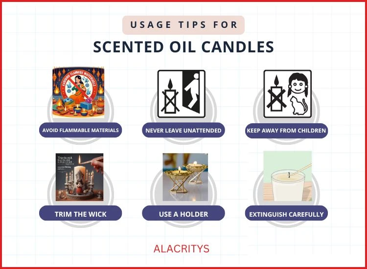 17.Usage Tips for Scented Oil Candles Essential tips for a safe and enjoyable Diwali Celebration.