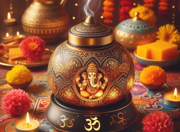 Elevate Your Mood with the Ganesh Ji Om Electric Camphor Burner air diffuser, Infuse your space with uplifting aromas that promote well-being and positivity.