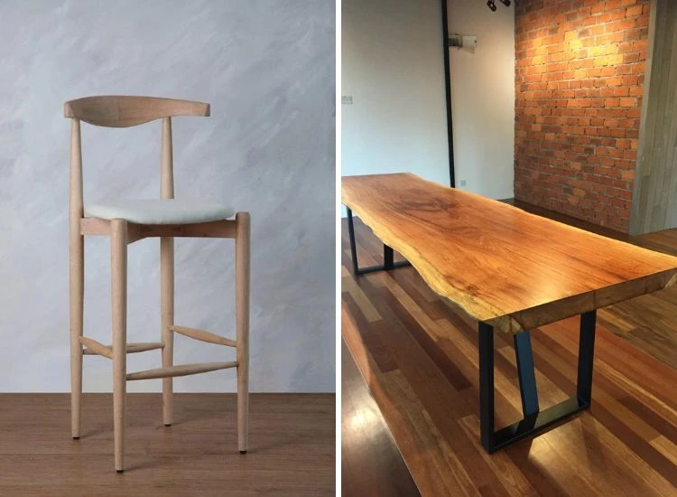 20. Tropical plywood chair A tropical plywood bar stool with a white seat