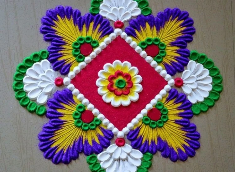 33.Colourful Rangoli Decor Home with Colourful Diwali Rangoli Designs Simple to Create