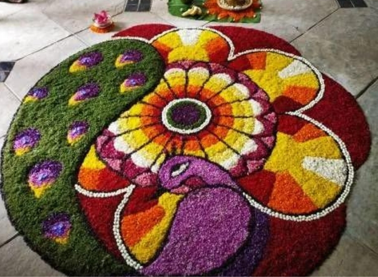 5. Peacock Rangoli