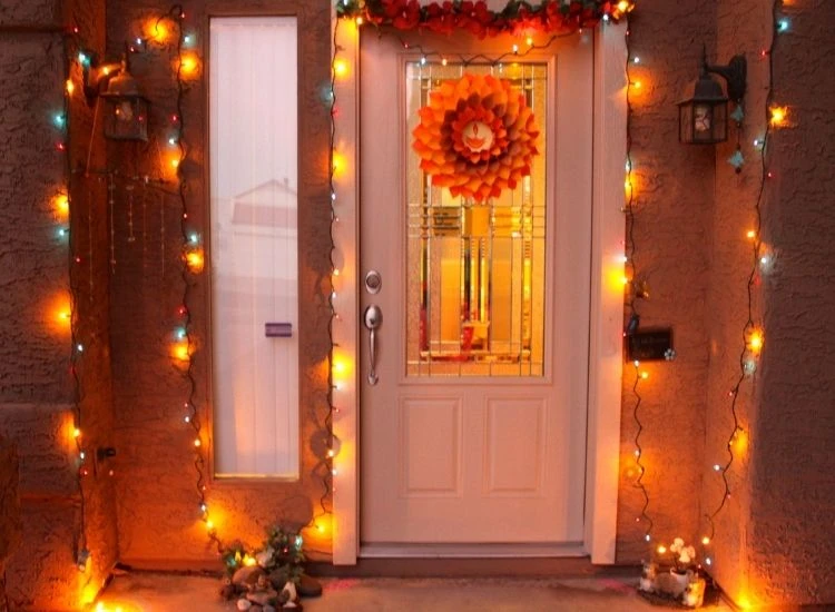 60. Diwali Decoration Lit Up Door Frame Decoration for diwali lighting