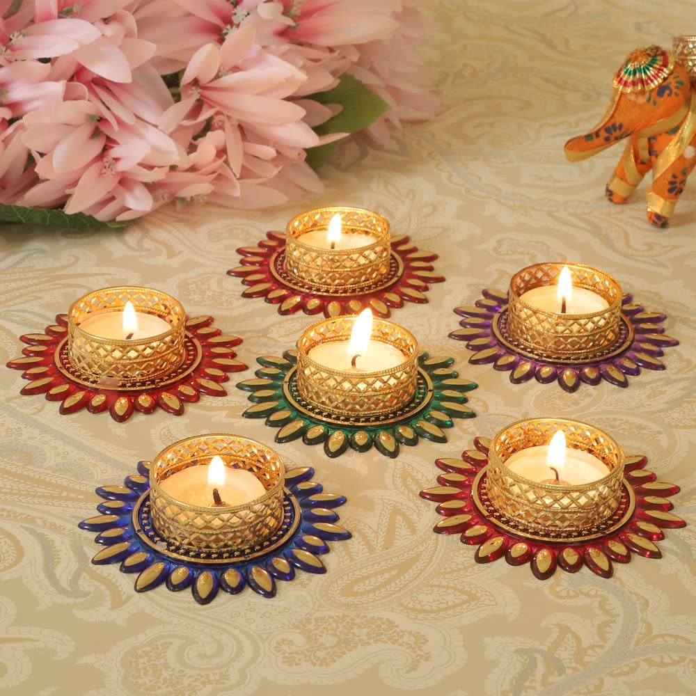 Multicolor Florals Tealight Candle Holders