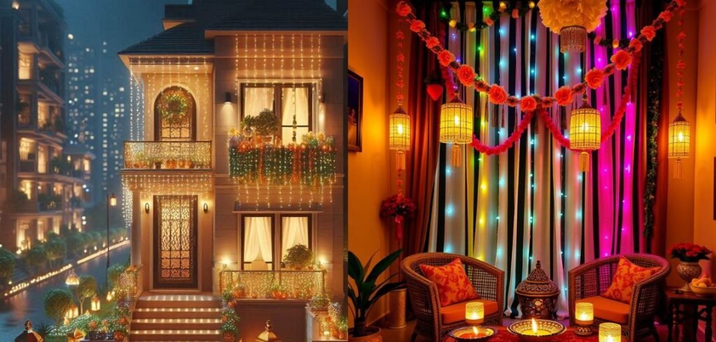 diwali home lighting ideas with outdoor decoration